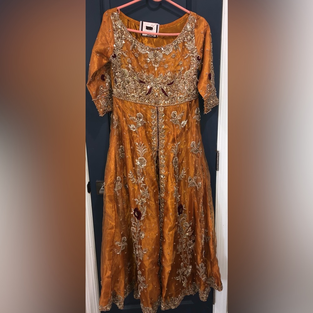 orange silver sharara  (some maroon details)